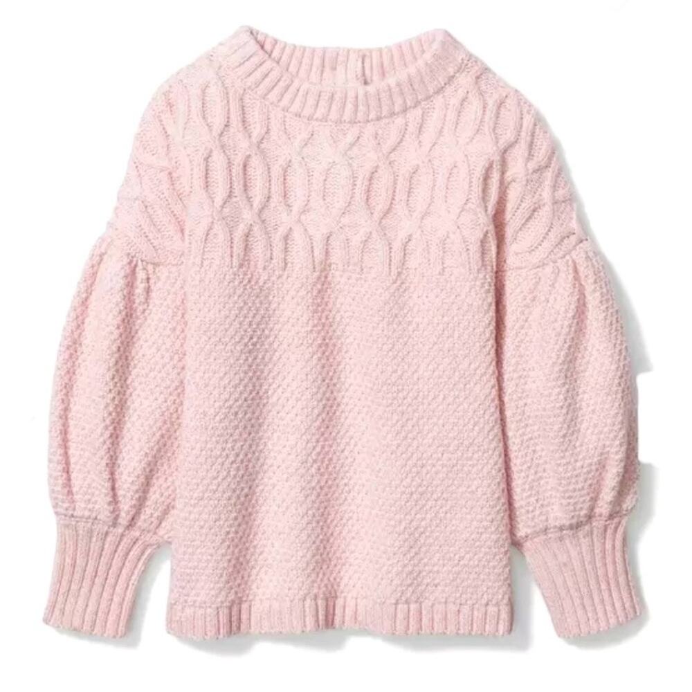 Janie and Jack Textured Wool Blend Sweater, Pink Cable Knit, Size 18-24 Months